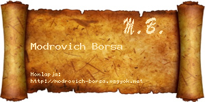Modrovich Borsa névjegykártya